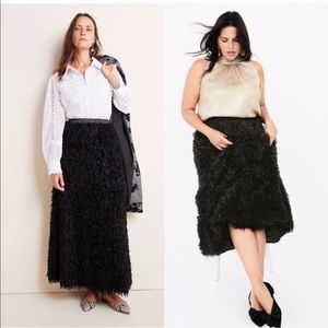 ANTHROPOLOGIE Black Chantal Feathered Maxi XL $160